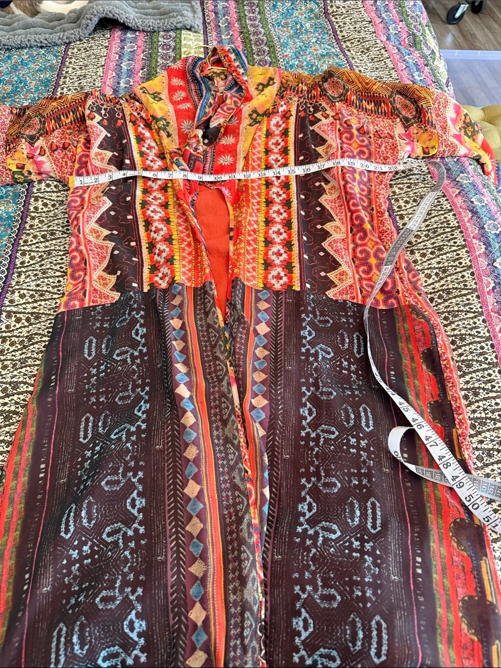 Soft Surroundings Orange Multi Printed Long Tunic - Picture 9 of 11